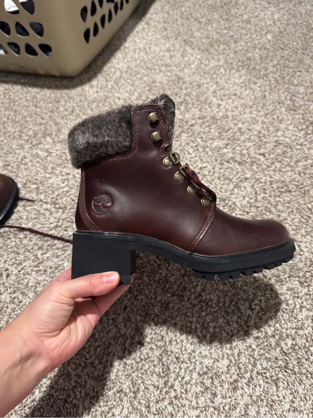 Timberland Women's Brown Leather Lace-Up Heeled Ankle Boot